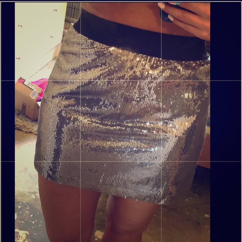 Silver sequined skirt